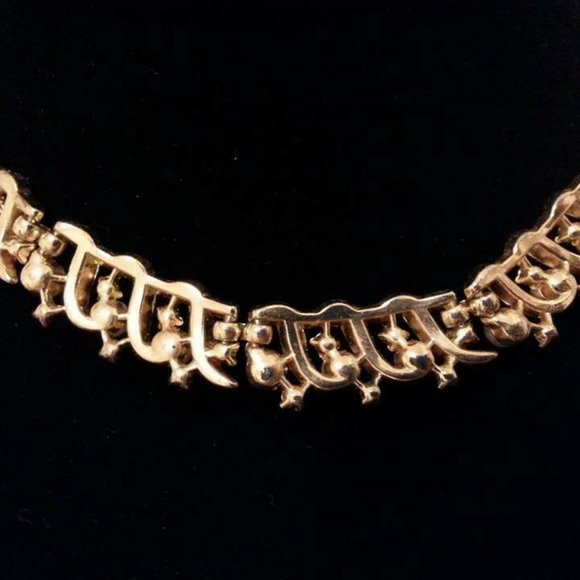 VINTAGE TRIFARI STONYBROOK SET OF NECKLACE EARRINGS PEARL CRYSTALS JEWELRY GOLD - Picture 7 of 10